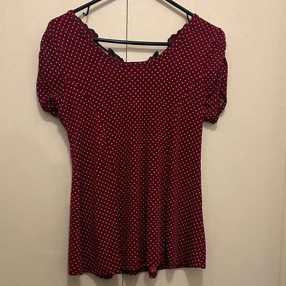 Chic Burgundy Floral Women's Blouse - Picture 8 of 8